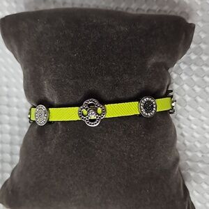 HENRI BENDEL NEON GREEN LEATHER & STUD BRACLET